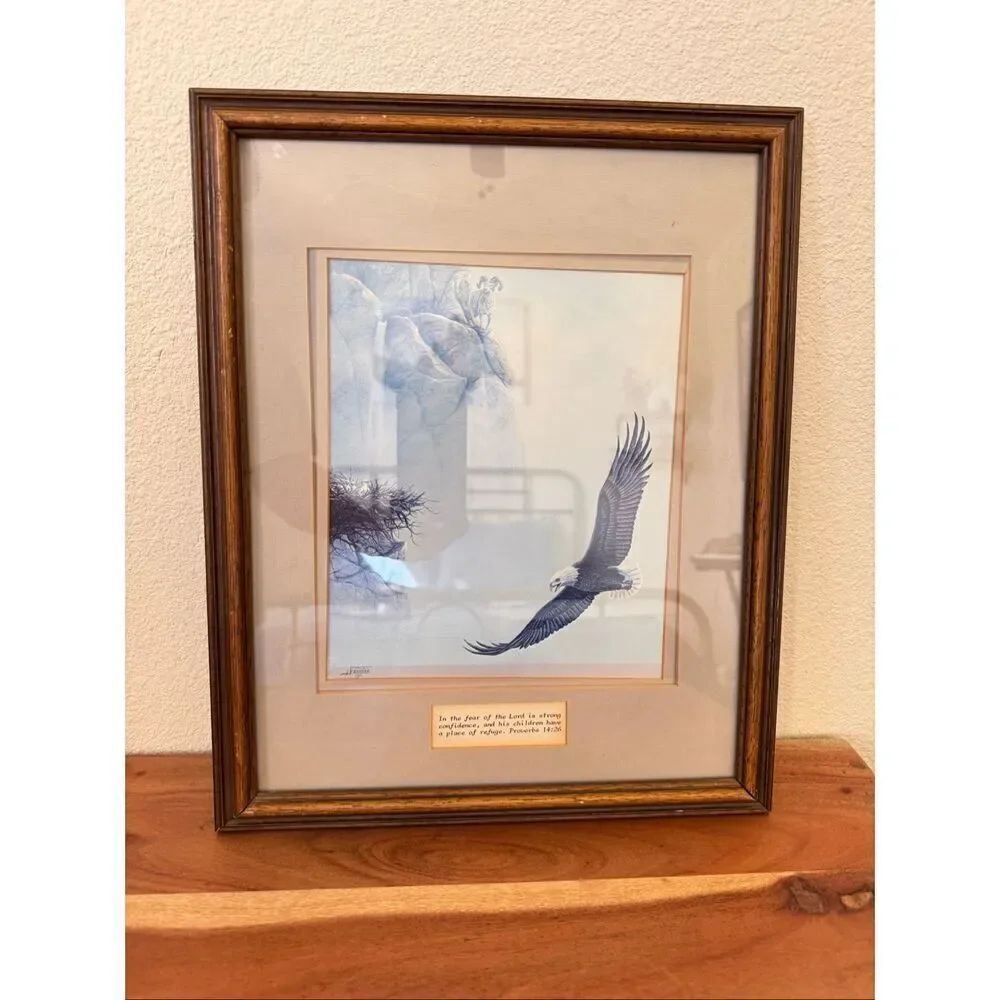 Gary Fenske Where Eagles Dare Proverbs scripture religious framed with glass ram